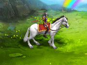白馬の馬_虹背景